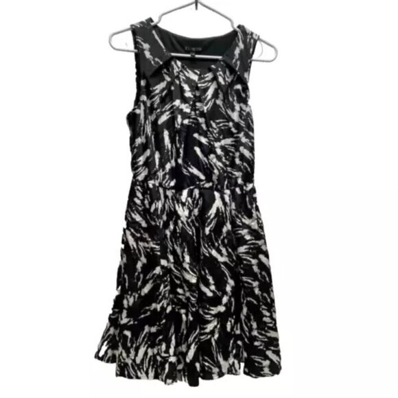 Express Cocktail Dress Women’s Size 6 Black White Print Fit & Flare Excellent - Picture 1 of 13